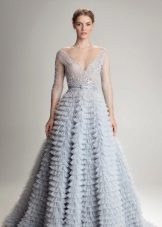 Blue and gray wedding dress