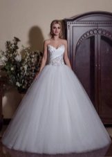 A magnificent wedding dress with draping on a corset