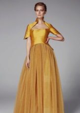 Evening dress with colored tulle skirt