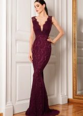 Burgundy floor-length evening gown