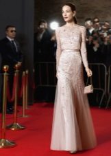 Pink evening dress with sleeves