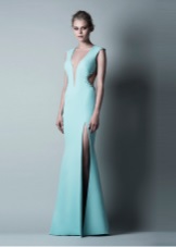 Sexy evening gown with side cuts and a deep neckline