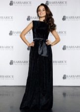 Velvet black floor dress