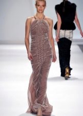 Velvet dress with a draping