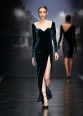 Long velvet dress with a slit