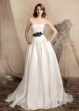 White wedding dress with a black belt