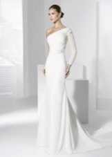 Simple one shoulder wedding dress