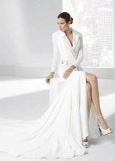 Simple slit wedding dress