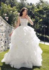 A magnificent wedding dress on the floor