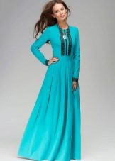 Turquoise dress with long sleeves