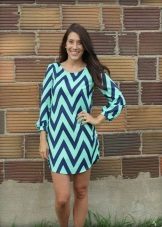 Turquoise dress with a blue print