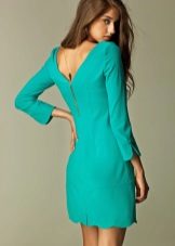 Short turquoise dress with long sleeves