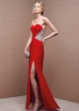 Red slit evening dress