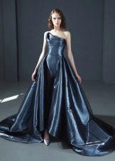 Puffy evening gown with a train