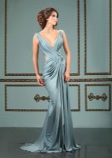 Greek evening dress with a deep neckline