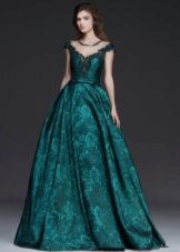 Green puffy evening dress