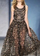 Long Chiffon Leopard See-Through Dress