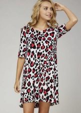 Dress with a red and gray leopard print