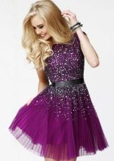 Short eggplant sequin dress