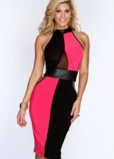 Fuchsia dress in combination with black