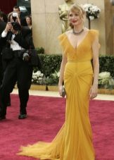 Blonde in mustard dress