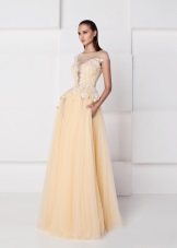 A-line chiffon dress beige