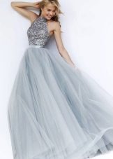 Gray Chiffon Ball Gown