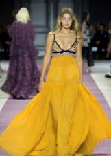 Yellow A-line Chiffon Dress