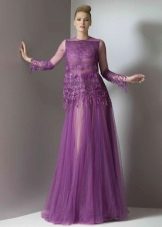 Purple See-Through Chiffon Dress