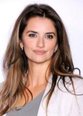 Beige and brown eyeshadow under a gray dress