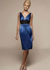 Satin dress in dark blue
