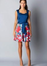 Blue-red dress with white