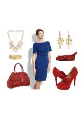 Red accessories for a navy blue dress