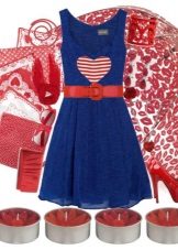 Navy dress in combination with red