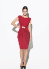 Dress sheath evening to knees red