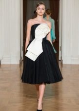 Black knee-length evening dress in retro style