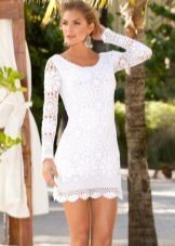 Knitted white dress short