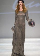 Openwork knitted dress on the floor