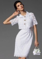 Openwork white knit dress