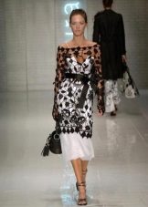 Openwork black knitted dress