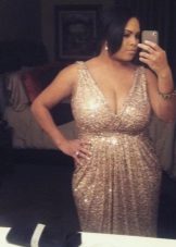 Long Gold Dress for Women with Full Breasts