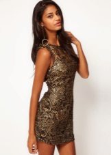 Brown dress with a gold print