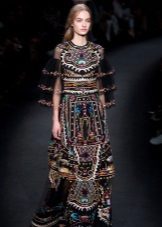 Color dress with a transparent full sleeve