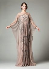 Color dress with bat sleeve