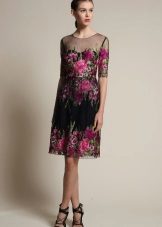 Three Quarter Sleeve Color Dress