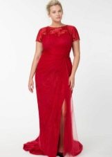 Red dress for the full, hiding belly
