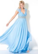 Blue dress for the full, hiding belly