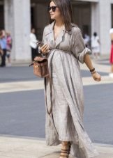 Linen long dress for pregnant women