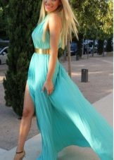 Long dress with aqua cut
