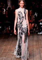 White dress with black print